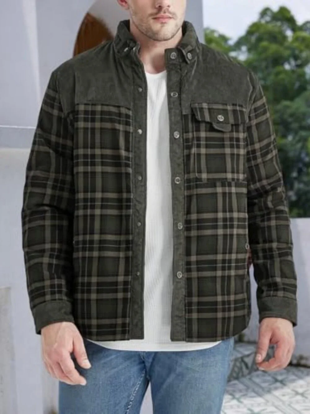 Cozy Men's Flannel Plaid Jacket - Long Sleeve Sherpa Lined Fleece Coat